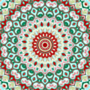 Christmas Holiday Mandala Kaleidoscope Medallion Flower Poster