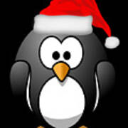 Christmas Santa Penguin Poster