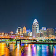 Cincinnati Skyline From Newport Poster