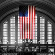 Cincinnati Union Terminal Interior American Flag Poster