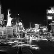 City Of Lights The Strip Las Vegas Black And White Poster