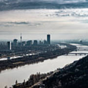 City Of Vienna With Suburbs And River Danube In Austria Poster