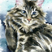 Clancy Fluffy Cat Painting Poster