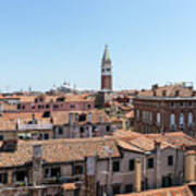 Classic Venetian - Terracotta Rooftops Vista Centered On Saint Mark Basilica Campanile Poster