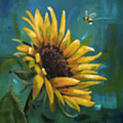 Cleared For Landing - Sunflower Painting Poster