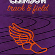 Clemson College Track And Field Sports Vintage Poster Poster