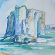 Cliffs Painting Sea Steep Tide Waves Normandy Cliffs Claude Monet Arches Etretat Azure Turquoise Acrylic Artistic Beach Blue British Coast British Seaside Chalk Cliffs Chalk Stacks Clouds Coast Poster