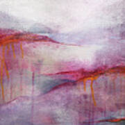 Climate Change Iii Abstract Landscape Sunset In Red Pink Purple Orange Gray Poster