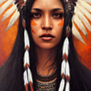 Closeup  Portrait  Of  Beautiful  Native  American  Wom  44777eb4  86ef  451e  8412  15e4cf2e6574 Poster