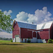 Cloudy Blue Sky With Red Barn In West Michigan Poster