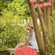 Colonial Lady In A Summer Garden Poster