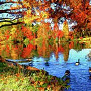 Colorful Autumn On The Lake Ap Poster