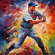 Colorful Baseball Art Poster