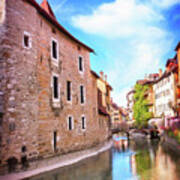 Colorful Canal Scenes Of Old Annecy France Poster