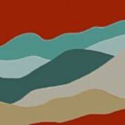Colorful Hills - Red, Teal, Ochre, Turquoise Poster