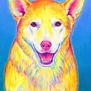 Colorful Yellow Dog Poster
