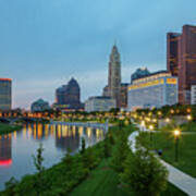 Columbus Skyline At Dusk Poster