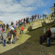 Congestion On The Steps, Whitby Poster