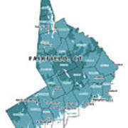 Connecticut Fairfield County Vector Map Poster