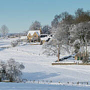 Cotswold Countryside In The December Snow Poster