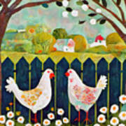 Country Cottage And Hens 3 Poster