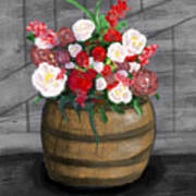 Country Flowers Barrel Poster