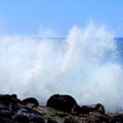 Crashing Waves At Magic Island Honolulu Poster