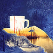 Cup Of Tea In The Winter Evening Poster