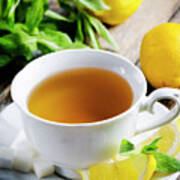 Cup Of Tea With Lemon Slices Poster