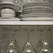 Cupboard - Wine Glasses And Plates Poster