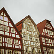 Cute Historical Half-timbered Houses In Melsungen, Germany Poster