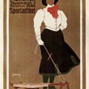 C.wagner And Co Munchen Sportartikel - Woman Holding A Sledge - Vintage Advertising Poster Poster