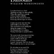 Daffodils - William Wordsworth Poem - Literature - Typography Print 1 - Black Poster