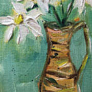 Daisies In A Wicker Pitcher Poster