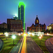 Dallas Skyline Through Dealey Plaza At Dawn Panorama Poster