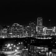 Dallas Texas Panorama At Night Poster