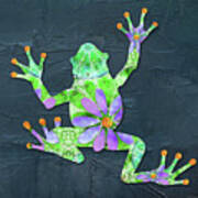 Dancing Daisy Frog 1 Colorful Art Poster