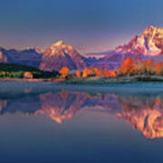 Dawn Light On The Tetons Reflected In The Snake River Grand Tetons National Park Poster