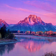 Dawn Oxbow Bend Fall Grand Tetons National Park Poster