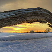 Deadwood Arch And Abandoned Farmstead At Sunrise In Nd Poster