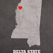 Delta State University Cleveland Mississippi Founded Date Heart Map Poster