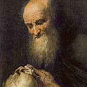 Democritus With A Skull Poster