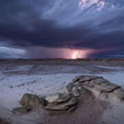 Desert Storm With Lightning Poster