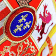 Detail Of The Historical Shield Of The National Flag Of Spain. Poster