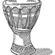 Djembe African Drum Drawing Poster