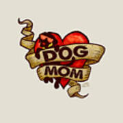 Dog Mom Retro Tattoo Heart Poster