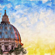 Dome Of Saint Peter's Basilica At Sunset Poster