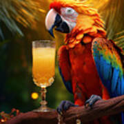 Drinking Parrot Poster