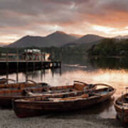 Dusk Over Derwent Water, The Lake District, England, Uk Poster