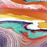 Earthie - Colorful Flowing Liquid Marble Abstract Contemporary Acrylic Painting Poster